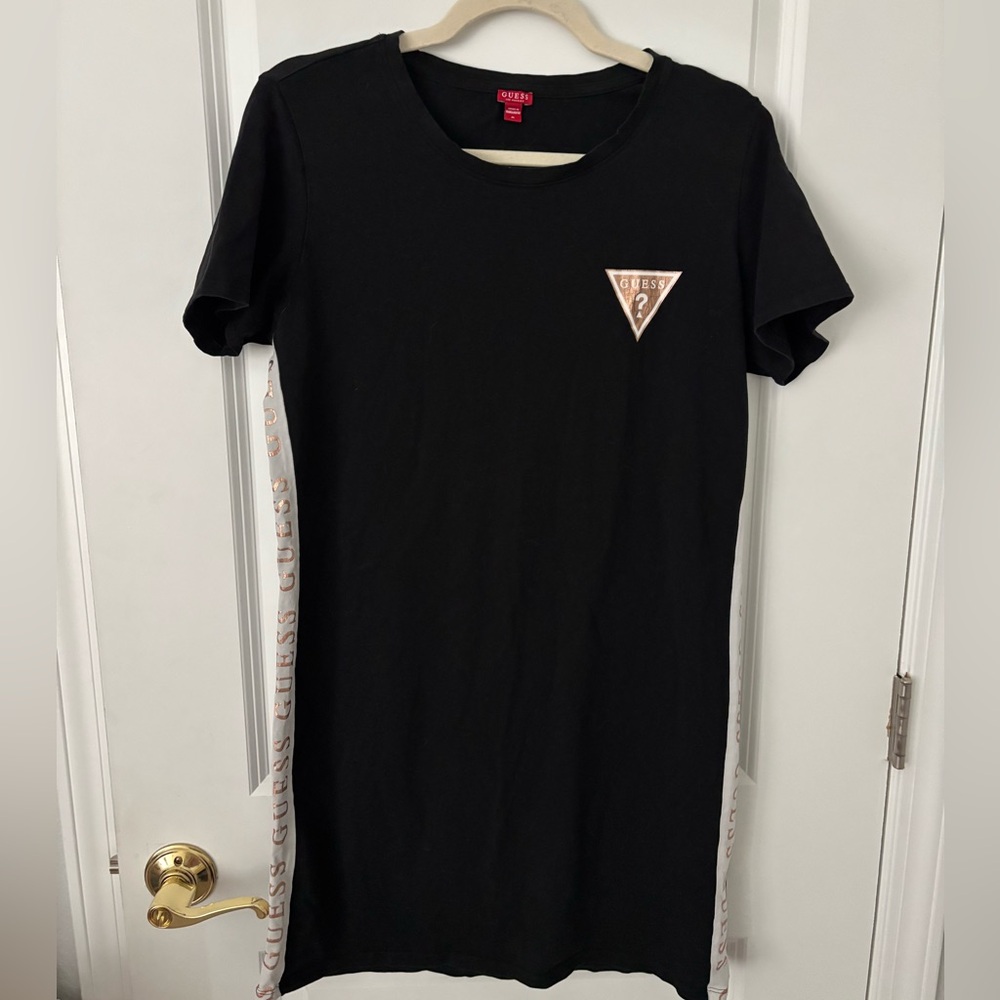 GUESS Black Mini T-shirt Dress with Logo Detail M